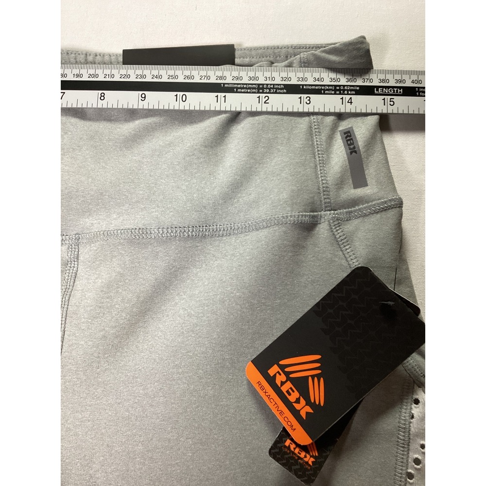 RBX NWT L Gray Capri Leggings Laser Cut Perforated Activewear Tights Athleisure - Picture 3 of 6